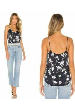 Equipment Femme Layla Floral Print Navy Blue Camisole Top